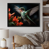 Teal Coral Hummingbird Portrait - Teal Hummingbird Wall Art