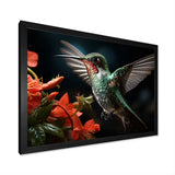 Teal Coral Hummingbird Portrait - Teal Hummingbird Wall Art