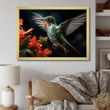 Teal Coral Hummingbird Portrait - Teal Hummingbird Wall Art