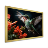 Teal Coral Hummingbird Portrait - Teal Hummingbird Wall Art