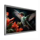 Teal Coral Hummingbird Portrait - Teal Hummingbird Wall Art