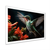 Teal Coral Hummingbird Portrait - Teal Hummingbird Wall Art