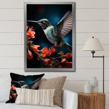 Teal Coral Hummingbird Portrait Vibrant - Teal Hummingbird Wall Art