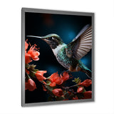 Teal Coral Hummingbird Portrait Vibrant - Teal Hummingbird Wall Art