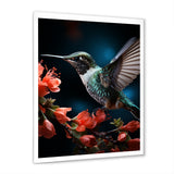 Teal Coral Hummingbird Portrait Vibrant - Teal Hummingbird Wall Art