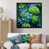 Green Blue Hydrangea Emerald Blooms - Floral Canvas Wall Art