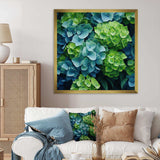 Green Blue Hydrangea Emerald Blooms - Floral Canvas Wall Art