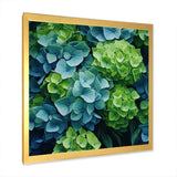 Green Blue Hydrangea Emerald Blooms - Floral Canvas Wall Art