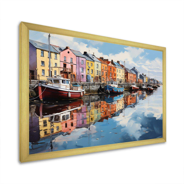 Ireland Harbor Reflectionsan Acrylic I - Landscapes Canvas Wall Art