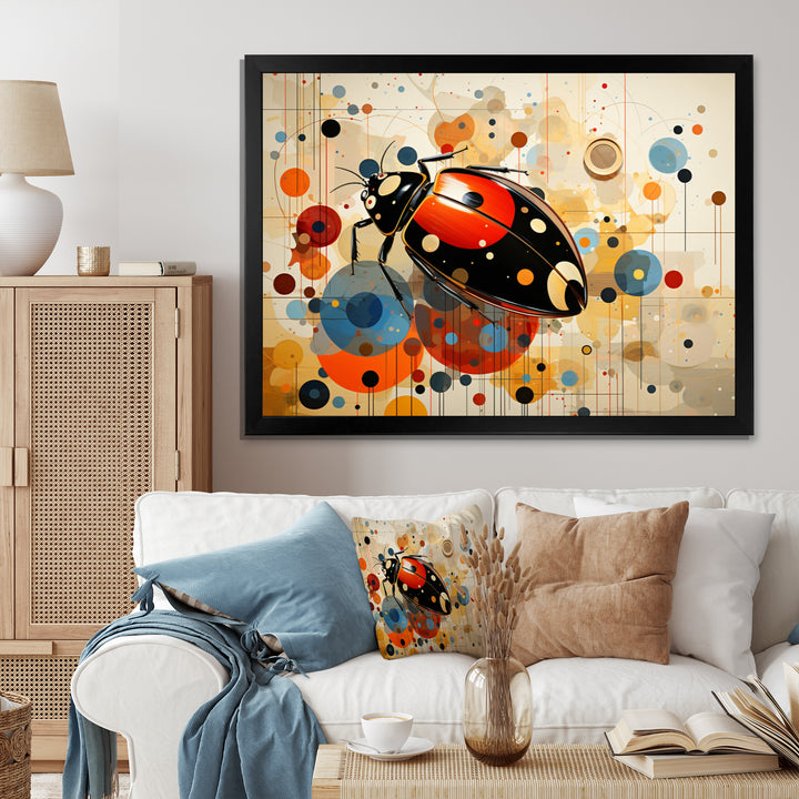 Ladybug Playful Spots Geometric - Red Ladybug Wall Art