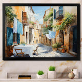 Laundry Day In Italy I - Illustration Canvas Wall Art