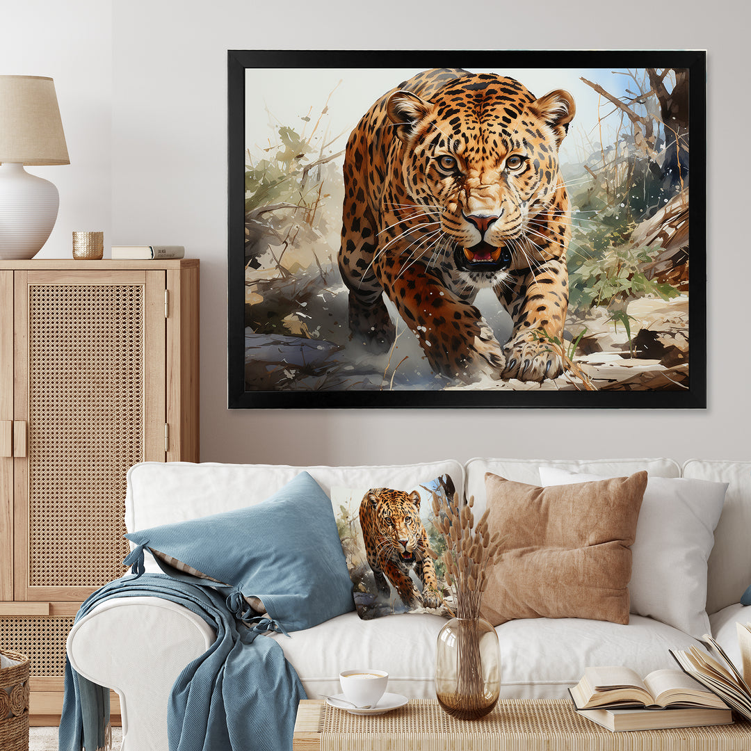 Leopard Silent Attack - Leopard Bedroom Wall Art