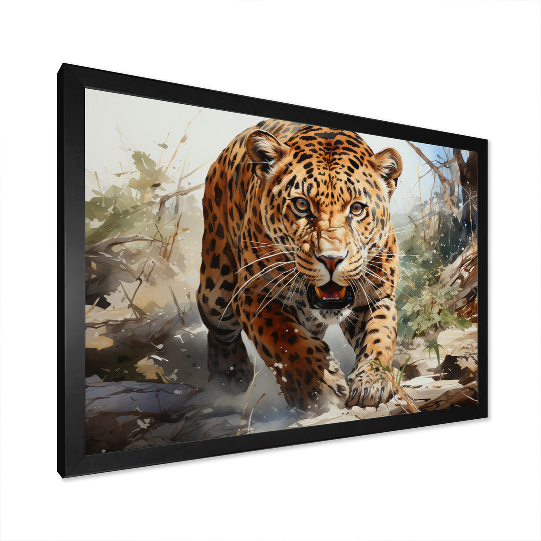 Leopard Silent Attack - Leopard Bedroom Wall Art