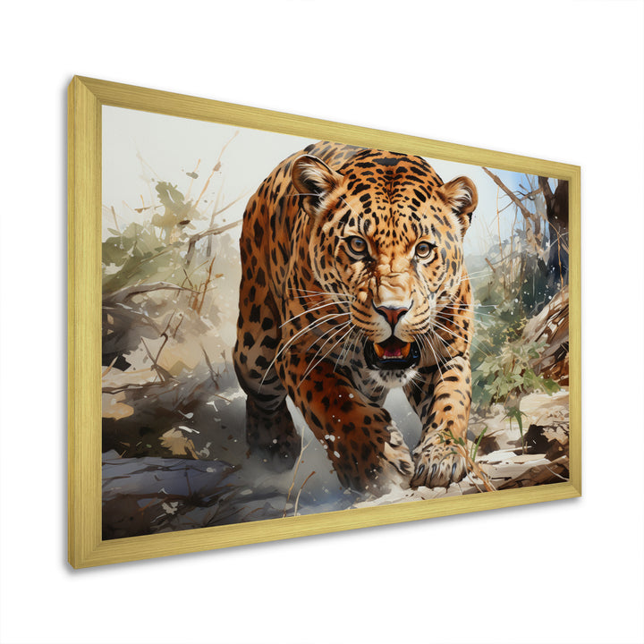 Leopard Silent Attack - Leopard Bedroom Wall Art