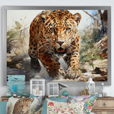 Leopard Silent Attack - Leopard Bedroom Wall Art