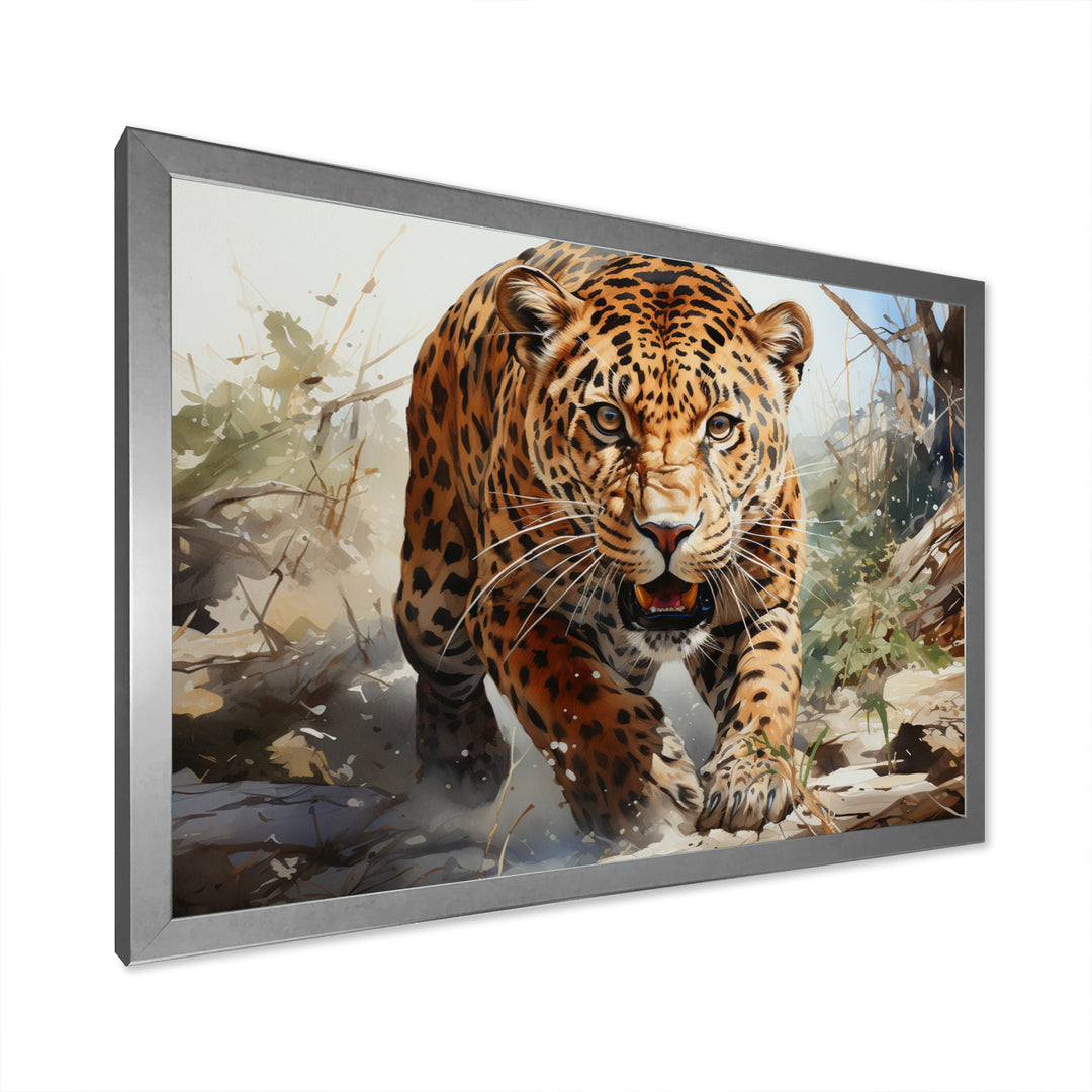 Leopard Silent Attack - Leopard Bedroom Wall Art