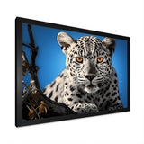 Blue Monochrome Leopard Portrait - Leopard Canvas Wall Art