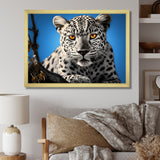Blue Monochrome Leopard Portrait - Leopard Canvas Wall Art