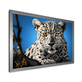 Blue Monochrome Leopard Portrait - Leopard Canvas Wall Art
