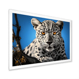Blue Monochrome Leopard Portrait - Leopard Canvas Wall Art