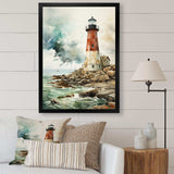 Vintage Lighthouses Guiding Light V - Architecture Canvas Wall Art