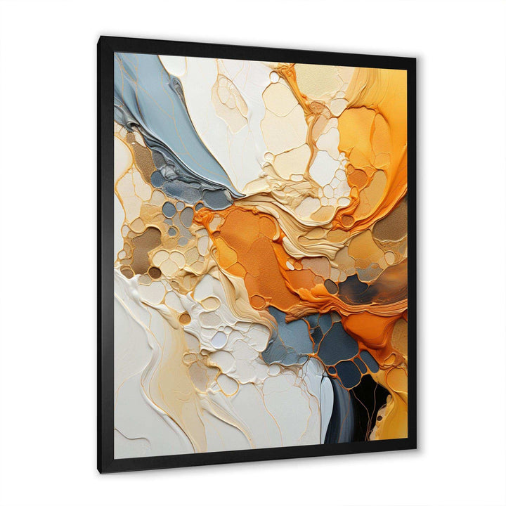 Orange Blue Line Art Abstract Expressionism - Abstract Canvas Wall Art