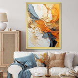 Orange Blue Line Art Abstract Expressionism - Abstract Canvas Wall Art