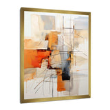 Orange Grey Line Art Abstract Expressionism - Abstract Canvas Wall Art