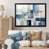 Blue Grey Line Art Abstract Geometrics I - Abstract Canvas Wall Art