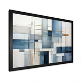 Blue Grey Line Art Abstract Geometrics I - Abstract Canvas Wall Art