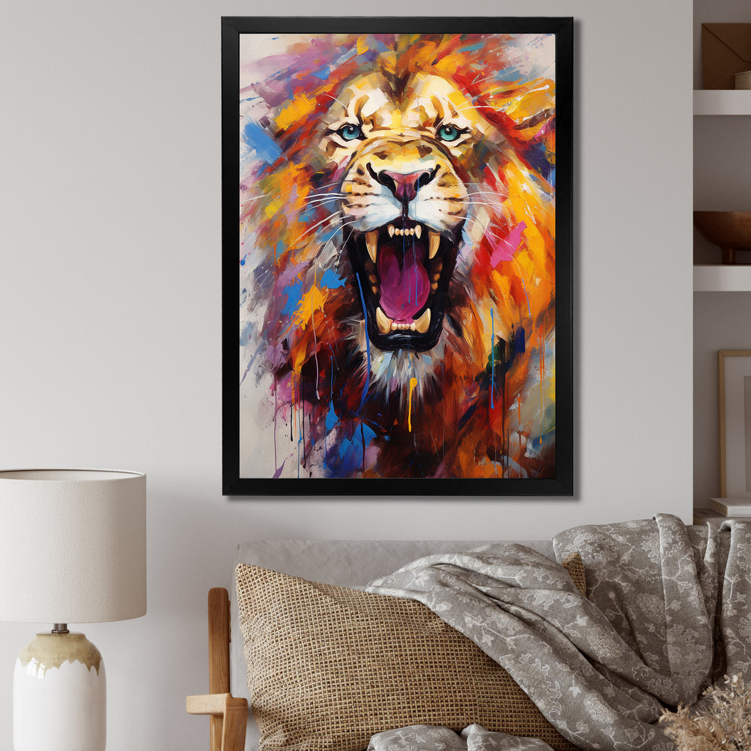 Abstract Roar Lion - Red Lion Wall Art