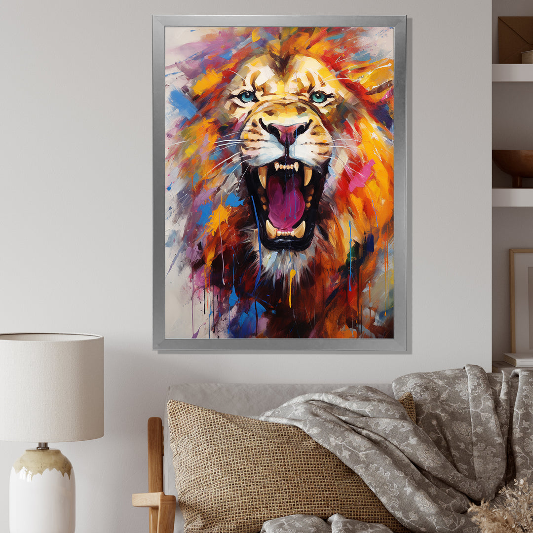 Abstract Roar Lion - Red Lion Wall Art