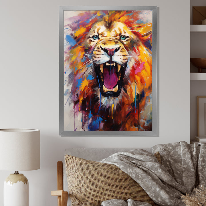 Abstract Roar Lion - Red Lion Wall Art