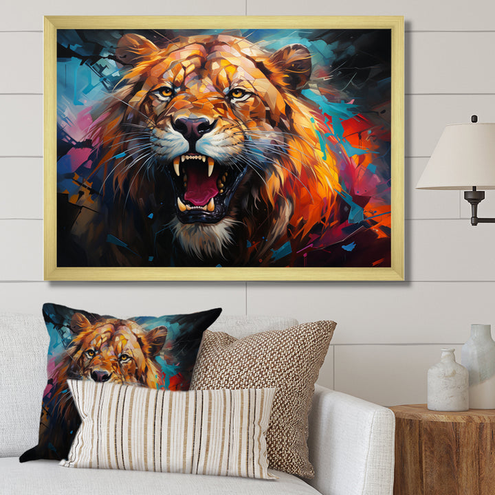 Lion Futuristic Wilderness Futurist - Lion Living Room Wall Art