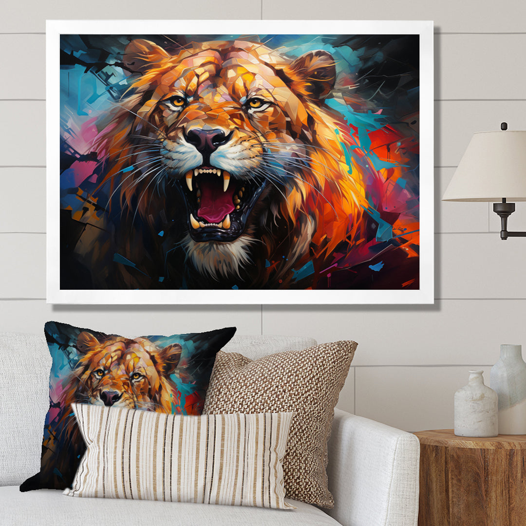 Lion Futuristic Wilderness Futurist - Lion Living Room Wall Art