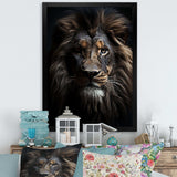 Black And White Lion Portrait Vibrant II - Animals Canvas Wall Art