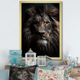 Black And White Lion Portrait Vibrant II - Animals Canvas Wall Art