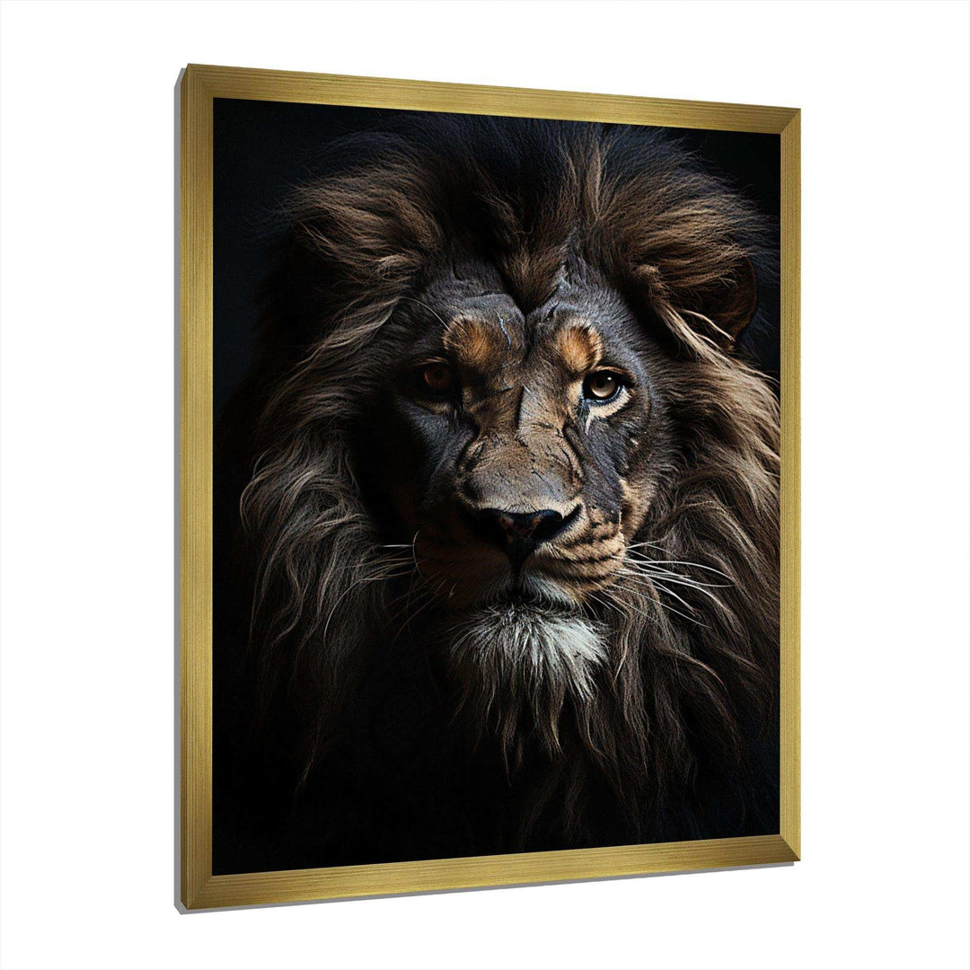 Black And White Lion Portrait Vibrant II - Animals Canvas Wall Art