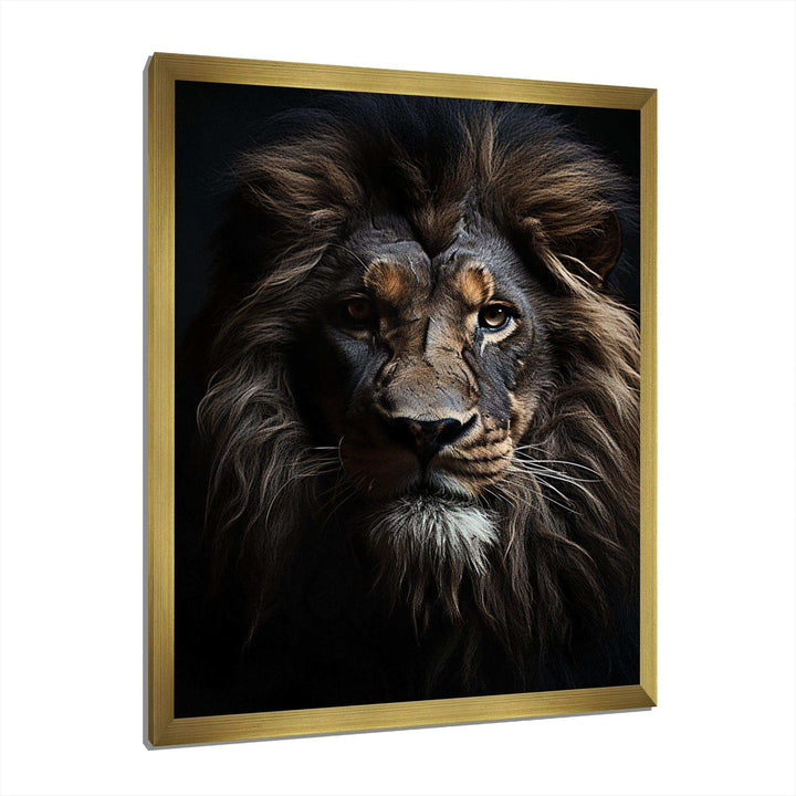 Black And White Lion Portrait Vibrant II - Animals Canvas Wall Art