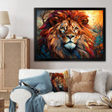 Lion Regal King Geometric - Brown Lion Wall Art