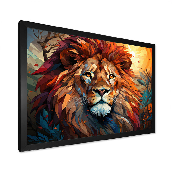 Lion Regal King Geometric - Brown Lion Wall Art