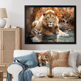 Lion Watercolor Oasis Watercolor - Lion Canvas Wall Art