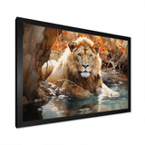 Lion Watercolor Oasis Watercolor - Lion Canvas Wall Art