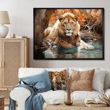 Lion Watercolor Oasis Watercolor - Lion Canvas Wall Art