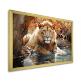 Lion Watercolor Oasis Watercolor - Lion Canvas Wall Art