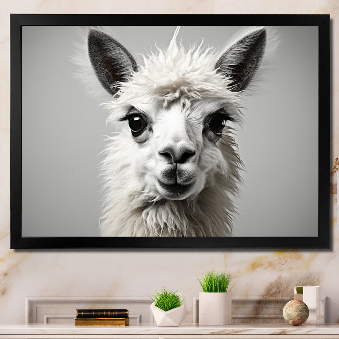 Grey Llama Gentle Llama - Llama Canvas Wall Art