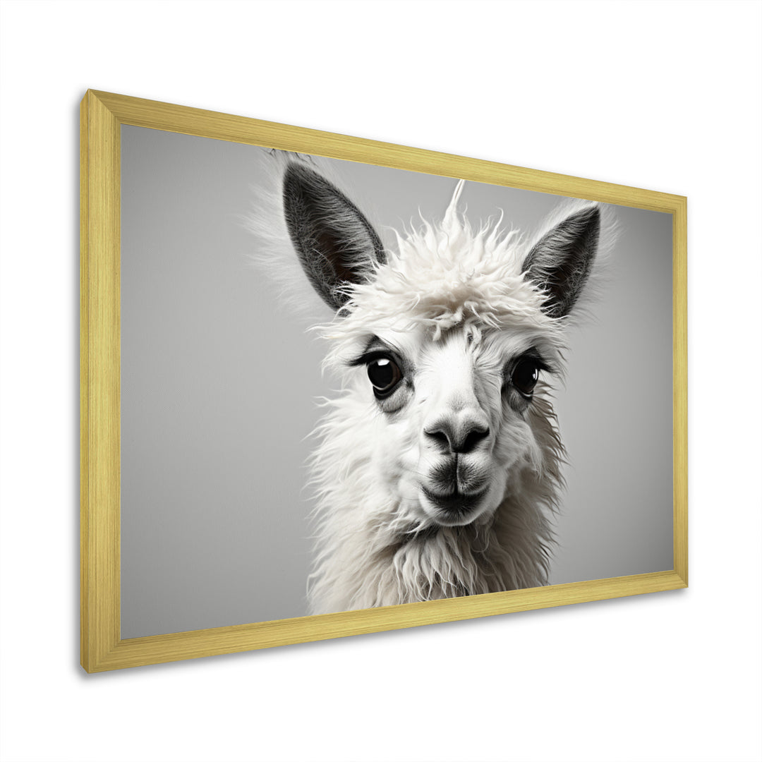 Grey Llama Gentle Llama - Llama Canvas Wall Art