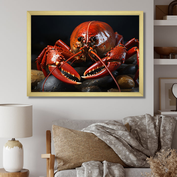 Coral Black Lobster Portrait - Lobster Home Decor Art