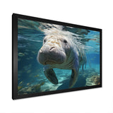 Turquoise Grey Manatee Majesty - Manatee Bedroom Wall Art