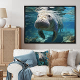 Turquoise Grey Manatee Majesty - Manatee Bedroom Wall Art